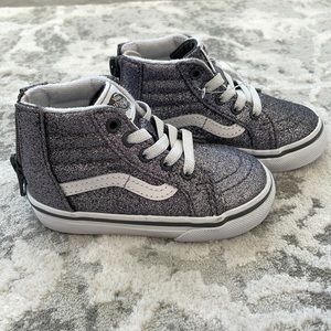 BN Vans Glitter Pewter Silver Gunmetal High-Top Zip Sneakers SZ. 5.0